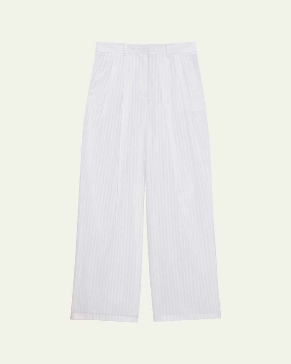 Pinstripe Double-Pleated Pants
